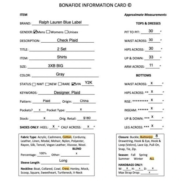 Ralph Lauren Blue Label Mens Check Plaid 2 Set Shirts Size 3XB BIG Gray SP EXC - Picture 12 of 12